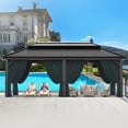 thumbnail image 4 of COBIZI 12x20 Hardtop Gazebo Aluminum Metal Gazebos Galvanized Steel Double Roof Permanent Hardtop Gazebo with Netting and Curtains Aluminum Frame Gazebos for Deck,Lawns and Backyard,Black(Upgraded), 4 of 17
