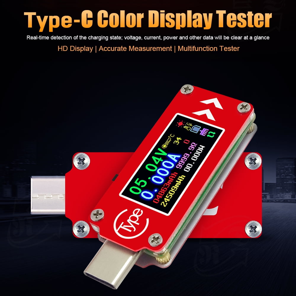 TC64 LCD Power USB Voltmeter Ammeter Voltage Current Meter TYPE C Display Tester 