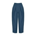 thumbnail image 7 of Audhol Harem Pants Women, Cotton and Linen Womens Elastic Waist Pants Casual Trousers with Pockets Beach Pants for Women Navy L, 7 of 7