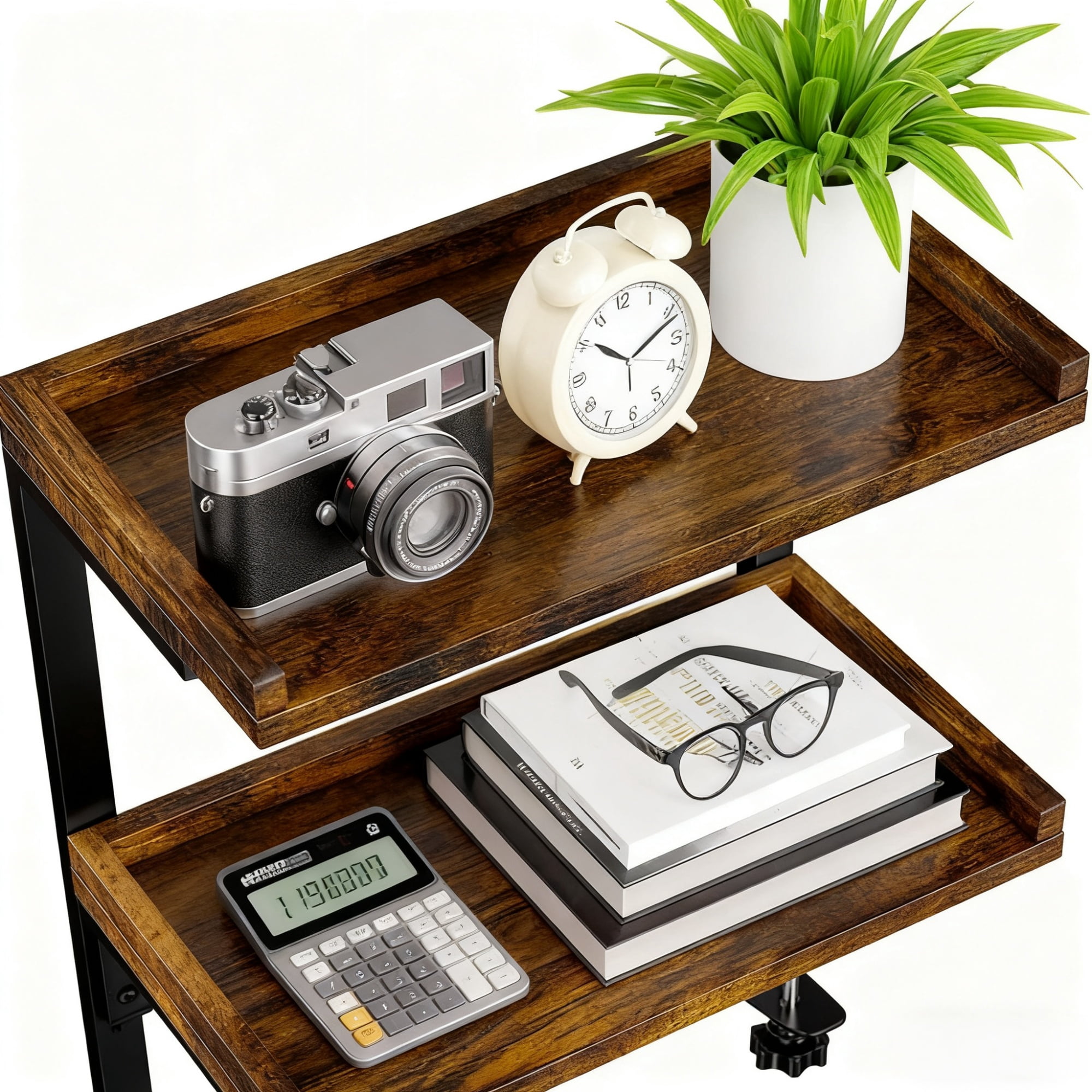 New Vintage Desktop Organizer Shelf, Easy Assembly Multi-Purpose Desk Storage Display Rack for Office, Kitchen, Countertop, Space Saving