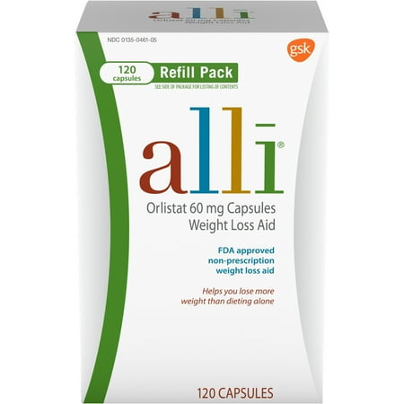 alli Diet Weight Loss Supplement Pills, Orlistat 60mg Capsules, 120 count