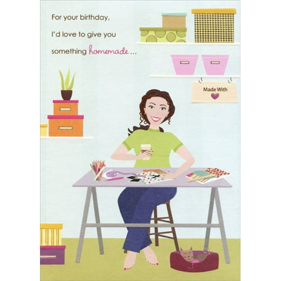 Designer Greetings Give You Something Homemade : Woman Crafting Funny : Humorous Feminine Birthday Card for Her : Woman : Women