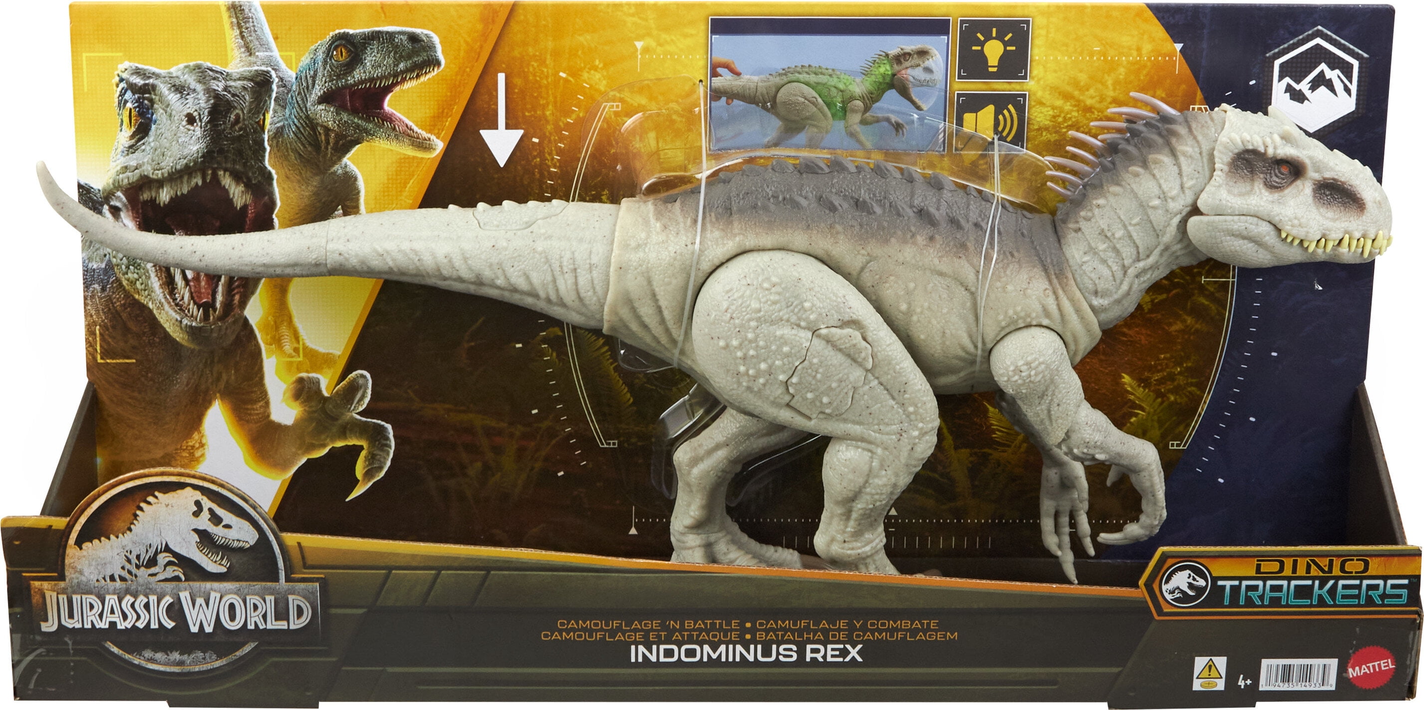 Jurassic World Camouflage 'N Battle Indominus Rex Dinosaur Action Figure  with Lights, Sound & Motion