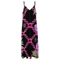 thumbnail image 6 of Pink Chains Tropical Flowers Sleeveless Dress Women's Evening Dress Womans Clothing, 6 of 9