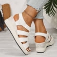 thumbnail image 5 of SBYOJLPB Women's Fashionable Sandals Casual Comfortable Plus Size Solid Color Round Toe Open Toe Wedge Sandals, 5 of 9
