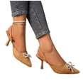 thumbnail image 5 of Tawop Womens Slippers Women's Versatile and Elegant Pointed-Toe Plus-Size Shoes with Bow Embellishments for Spring and Summer. Trendy High-Heeled Sandals., 5 of 9