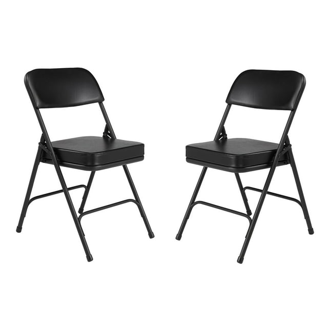 Chaise Pliante Rembourrée en Vinyle avec Coussin de 2 Pouces NPS 3200 Series, Noire, Lot de 2