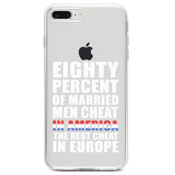 DistinctInk Clear Shockproof Hybrid Case for iPhone 7 PLUS / 8 PLUS (5.5" Screen) TPU Bumper Acrylic Back Tempered Glass Screen Protector - Married Men Cheat in America