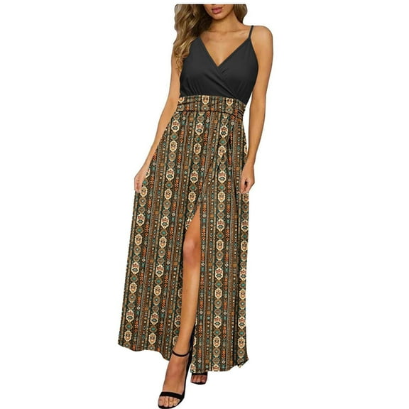 DailyTrove Women's Sleeveless High Slit Floral Skirt Set, Elegant Outerwear for Summer Formal Events Evening Gatherings