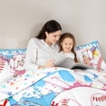 thumbnail image 4 of Castle Fairy Sport Baseball Initial M Queen Bedding 7pcs, Blue Ice Cream Drip Bedding Comforter Set Queen, Pink Blue White, 4 of 7