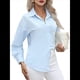 thumbnail image 3 of Camisas de Algodón para Mujer, con Botones, Cuello, Larga, Blusas Antiarrugas. Azul XXL, 3 of 10