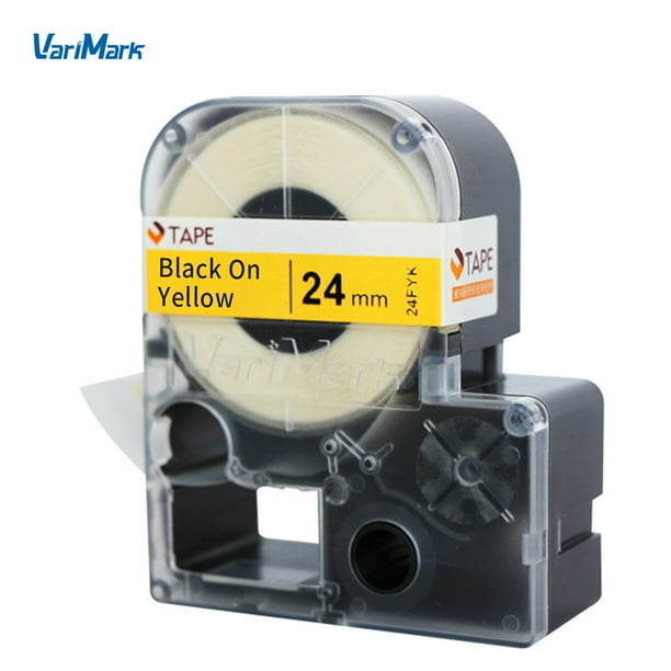VariMark Cable Wire Wrap Label Self-Adhesive Vinyl Label Tape Replacement Label Maker Tape Black on Yellow 0.94 Inch(24mm)x27.9 Feet(8.5m) Waterproof ...