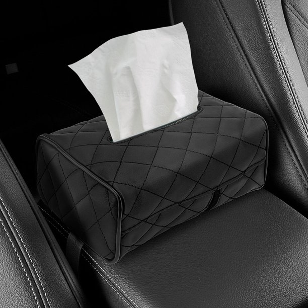 Estuche universal para caja de pañuelos de automóvil Estuche porta papel Ndcxsfigh higiénico de cuero para automóvil (Negro)