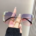 thumbnail image 3 of New diamond-studded frameless metal frame anti-UV sunglasses women's fashion personality photo sunshade sunglasses Europe and the United States UV400, 3 of 10