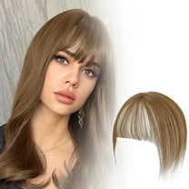 WEIWEIGG 3D Hand-Woven Clip In Fringe, Human Hair Extension for Women, Nature Brown, Real Hair Bangs, Easy to Wear Natural Look