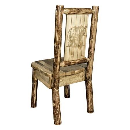 Laser Engraved Beer - Glacier Country Collection Side Chair w/ Laser Engraved Bear Design