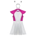 thumbnail image 5 of TiaoBug Womens Space Alien Cosplay Costume Outer Space Cutie Metallic Cap Slevee Dress with Hairhoop Hot Pink XXL, 5 of 7