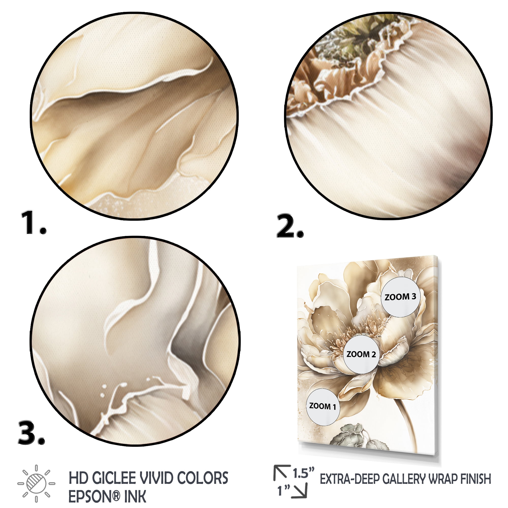 Designart Indigold Beige Flower IV Canvas Wall Art