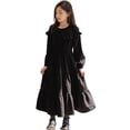 thumbnail image 2 of KYAIGUO Kids Toddler Girls Spring Corduroy Dress Baby Fall Ruffle Long Sleeve Dresses Onesies Ankle-Length Skirt for 5-14T, 2 of 9