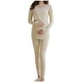 thumbnail image 3 of Itsame Tops and Pants Activewear Set Womens Sweatsuits 2pcs Sets Long Sleeved Round Neck Cotton Casual Set Beige Size XL, 3 of 9