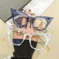 thumbnail image 5 of Blue Trendy Cat Eye Glasses Frame Oversized Anti-blue Light Stylish Eyewear Plastic Eyeglasses for Women, 5 of 5
