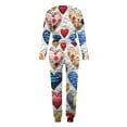 thumbnail image 4 of lcziwo Plus Size Sweater Sets Women 2 Piece Lounge Sets Round Neck Long Sleeve Shirts Matching Drawstring Sweatpants with Pockets Sets Valentine's Day Love Heart Print Tracksuits,Multicolor,XXXL, 4 of 5