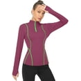 thumbnail image 2 of Women's Long Sleeve Workout Tops Zip Thumb Hole Athletic Running Sweatshirt Pullover, 2 of 6