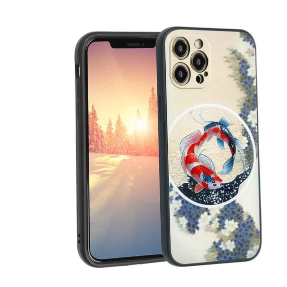 Compatible with iPhone 12 Pro Phone Case, Japanese-Inspired-cherry-blossom-koi-fish-8 Case Silicone Protective for Teen Girl Boy Case for iPhone 12 Pro