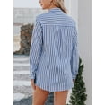 thumbnail image 6 of Women's Button Down Shirts Casual Long Sleeve V Neck Striped Blouses Tops with Pockets, 6 of 7