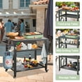 thumbnail image 6 of Witaxima 3-Shelf Outdoor Grill Table with Wheels, 42.24" x 21.65" x 32.67" BBQ Prep Cart for Blackstone Griddle, Rust-Proof Grey Metal Table with Propane Tank Hook & Tool Hooks, 6 of 7