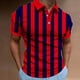 thumbnail image 1 of Blusa y camisa de manga corta con cuello vuelto Camisa casual de manga corta para hombre con estampado de rayas Camisa de manga corta con cuello vuelto para hombre, 1 of 7