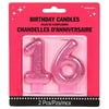 "Chic Sweet Sixteen Celebration Molded Glitter Number 16 Birthday Candle Party Supply (2 Pack), Magenta, 3""."