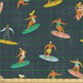 thumbnail image 2 of Ambesonne Surfboard Fabric by the Yard Upholstery, Doodle Surfer People Art, 3 Yards, Dark Indigo and Multicolor, 2 of 5