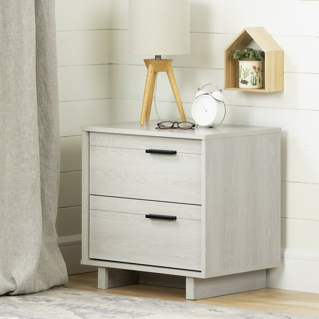 South Shore Fynn 2-Drawer Nightstand - End Table with Storage for Child, in Winter Oak