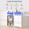 thumbnail image 4 of Night Stand with Charging Station, Led Nightstand with USB Ports and Outlets, End Table with 4 Fabric Drawers and Storage Shelf, Bedside Tables Small Dresser for Small Space and Dorm, White, 4 of 9