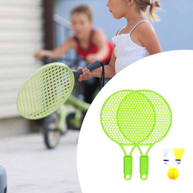 DYNWAVECA Kids Tennis Rackets Tennis Racquet with Ball Shuttlecock Racket Game Interactive Toy Kids Badminton Tennis Set for Boys Girls green