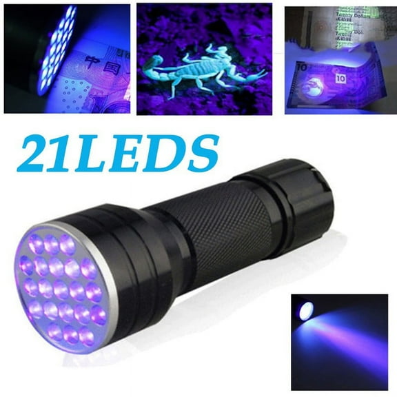 YAAQII for 21 LED UV Flashlight 395nm Blacklight Aluminum Torch Light Lamp for Outdoor Activities Crime Scene Detection Fluorescent Ink Checking