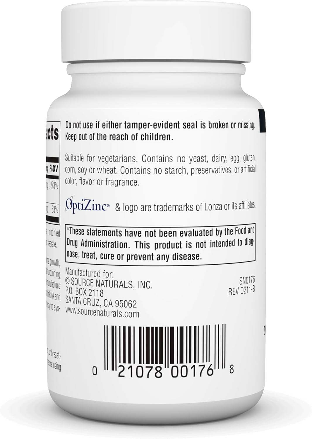 Source Naturals Optizinc, Zinc MethionIne Sulfate Complex* -  240 Tablets