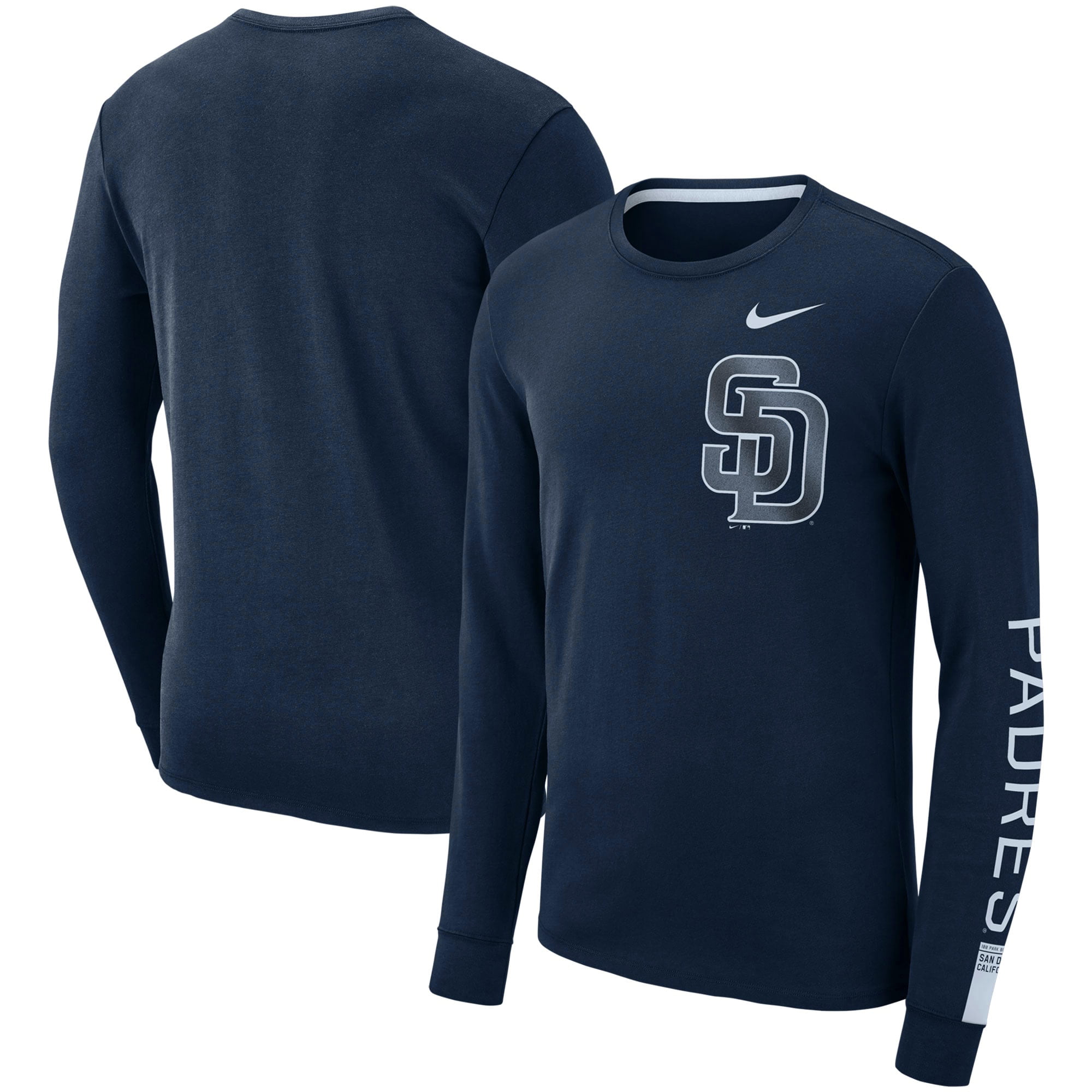 San Diego Padres Nike Heavyweight Long Sleeve T-Shirt - Navy - Walmart ...