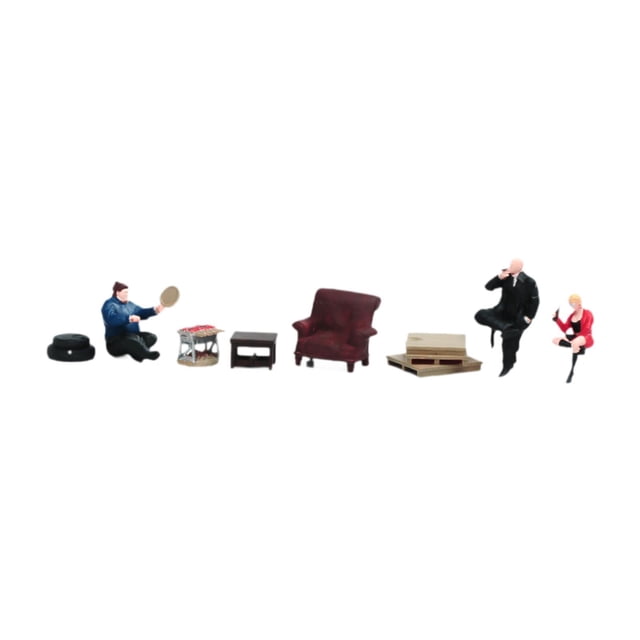 1/64 Escena barbacoa Figuras Modelos Set Diorama Escenario Tren Ferrocarril Decoración Colecciones Micro Paisaje Escena en miniatura Multicolor