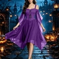 thumbnail image 6 of Halloween Witch Costume for Women, Off the Shoulder Dress, Adult Medieval Vampire Butterfly Sleeve Gothic Outfits for Halloween Cosplay Party, 6 of 8