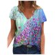 thumbnail image 1 of Moda Mujer Cuello en V Manga corta Impresión Jersey Blusas sueltas Tops Camiseta OAVQHLG3B Store lin121212, 1 of 4