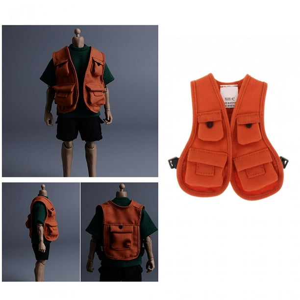 1/12 Scale Figure Doll Clothes Photography Vest for 6'' Soldier Figures  Body Orange