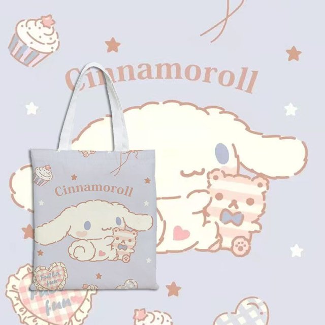 Sanrio Cinnamoroll circundante Anime Lindo bolso de lona de dibujos animados, bolso de hombro de viento fresco universitario