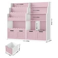 thumbnail image 3 of Hiphuta 47"Wide Large Kids Bookcase, Wood Bookshelf Toy Storage Organizer with Book Rack & Movable Boxes, Pink Bookshelf for Kids Room, 3 of 7