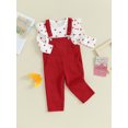thumbnail image 3 of Bslissey Toddler Baby Girls Valentine's Day 2Pcs Outfits Heart Print Long Sleeve Tops + Suspender Pants Overalls 6M 12M 18M 24M 3T 4T Kids Casual Long Pants Sets, 3 of 10
