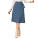 thumbnail image 1 of FALDA MIDI DE CORDUROY PARA MUJERES INSPIRADA EN CHIC, CINTURA ALTA, CON BOTONES Y CINTURÓN, TALLA XL, AZUL, 1 of 6