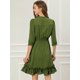 thumbnail image 5 of Día de San Patricio Vestido Corto De Gasa Con Dobladillo Con Volantes Y Manga 3/4 Para Mujer Ejército verde M, 5 of 6