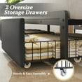 thumbnail image 2 of Fluest Bed Frame with Leather Upholstered Headboard, Lockable Storage, Queen Size, Black, 2 of 8