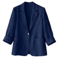 thumbnail image 7 of Puyaiuu Women Linen Blend One Button Roll Up Sleeve Blazer With Pockets Casual Office Lightweight Suit Jacket Navy L Gift, 7 of 7
